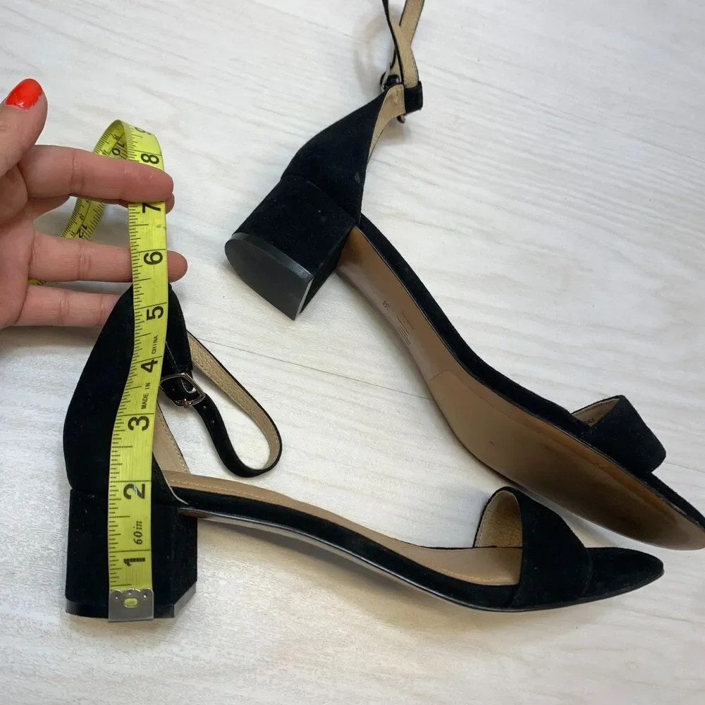 J. Jill Ariane Block Heel Sandals Women's Size‎ 9.5 Black Leather Ankle Strap